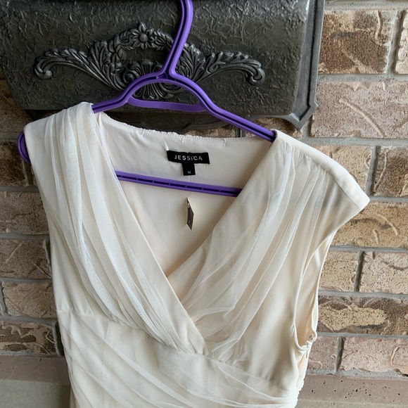 Vintage 90’S JESSICA Tule Cream Off White Midi Dress Womens Size 12 BRAND NEW - Picture 11 of 16